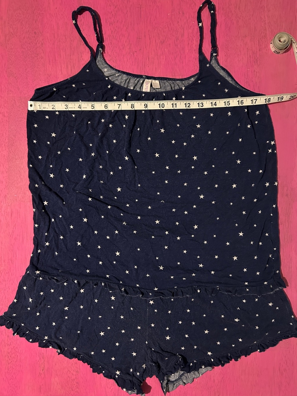 Navy Star-Print Sleeveless Pajama Set